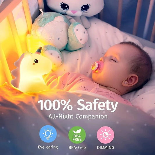 nicorn Silicone Night Lamp – Touch Sensor Control with 7-Color LED Light Night Lamp  (15 cm, White)